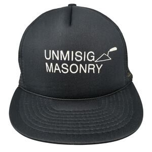 Unmisig Masonry Snapback Trucker Hat Black OS Rope Designer Award Headwear